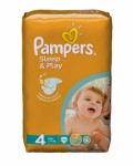 Подгузники, Pampers (Памперс) 7-14 кг р. 4 14 шт слип энд плей макси