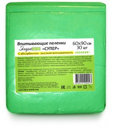 Пеленки впитывающие, ЭлараКидс р. 60смх90см №30 Супер