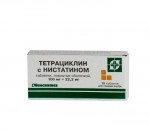 Тетрациклин с нистатином, таблетки покрытые оболочкой 100 мг+22.2 мг 10 шт