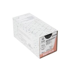 Шовный материал Ethicon Монокрил 4/0 М1.5 игла обратно-режущая прайм PS-2 Prime 19 мм 3/8 12 шт. 45 см